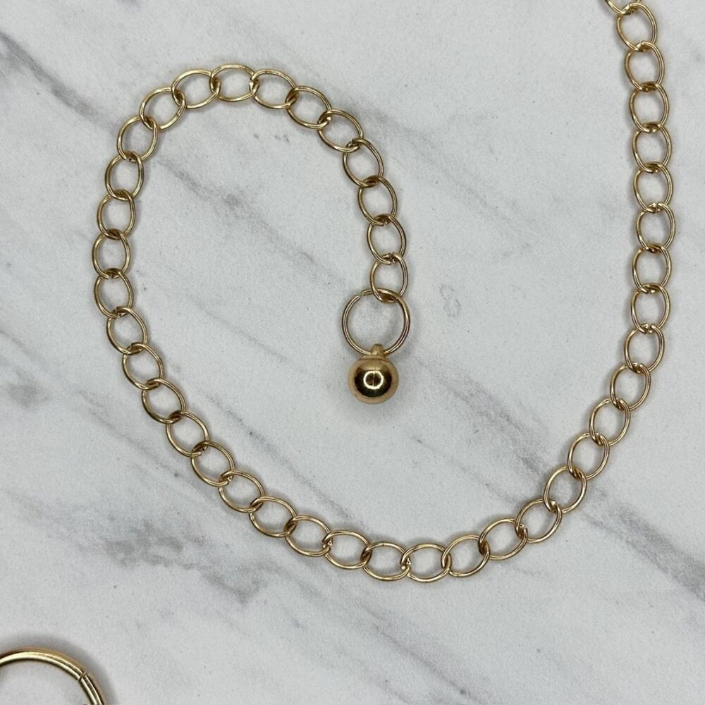 Womens Rhinestone Hoop Circle Gold Tone Chain Link Belt Plus One Size OS ✨ - Picture 12 of 12